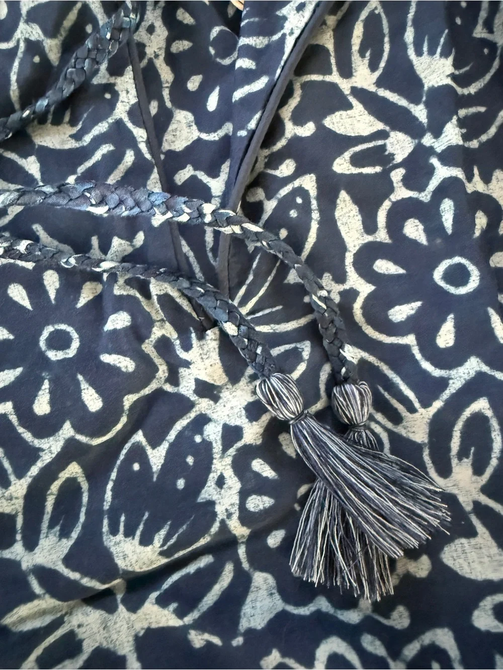 Faherty Solstice mixed print boho mini dress tunic blue cottagecore small - Picture 8 of 10